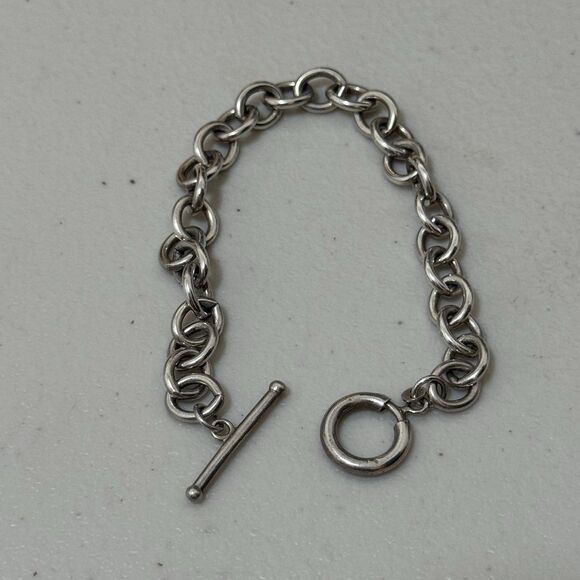 Vintage Sterling Rolo Toggle Clasp Bracelet - Picture 5 of 7